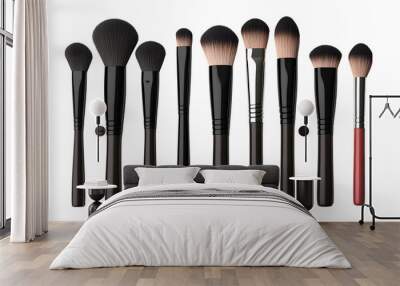 Professional makeup brushes set isolated on transparent background.  Wall mural